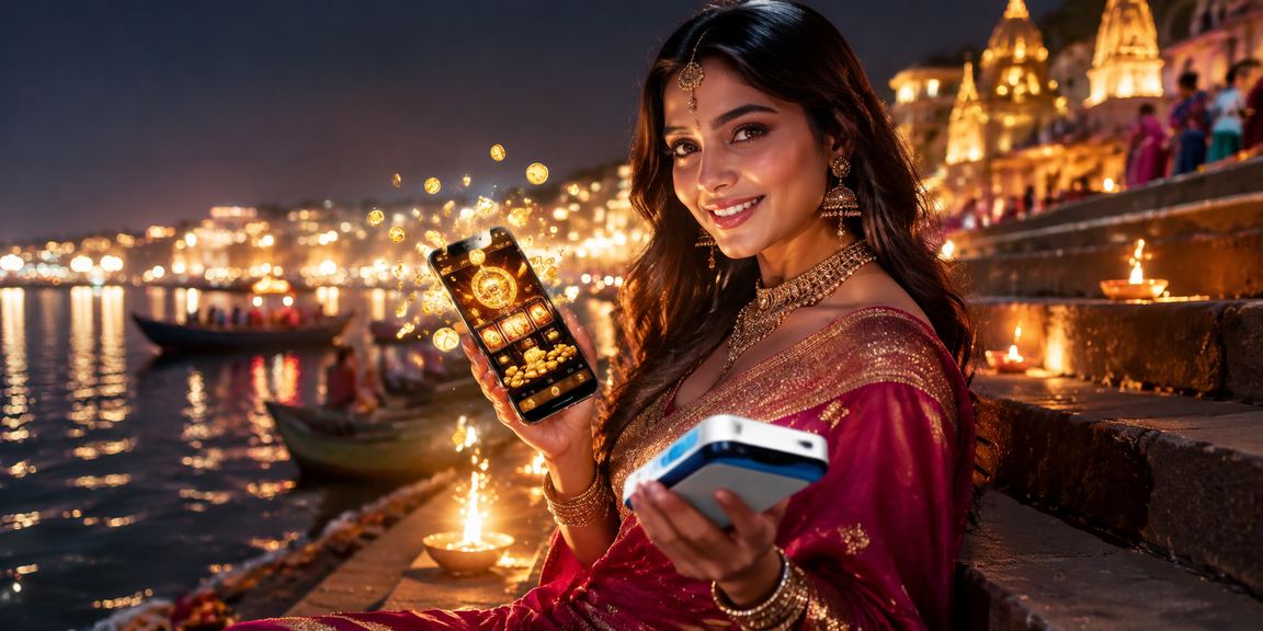 Mobile user enjoying secure rummy play and payment in Varanasi on smartphone